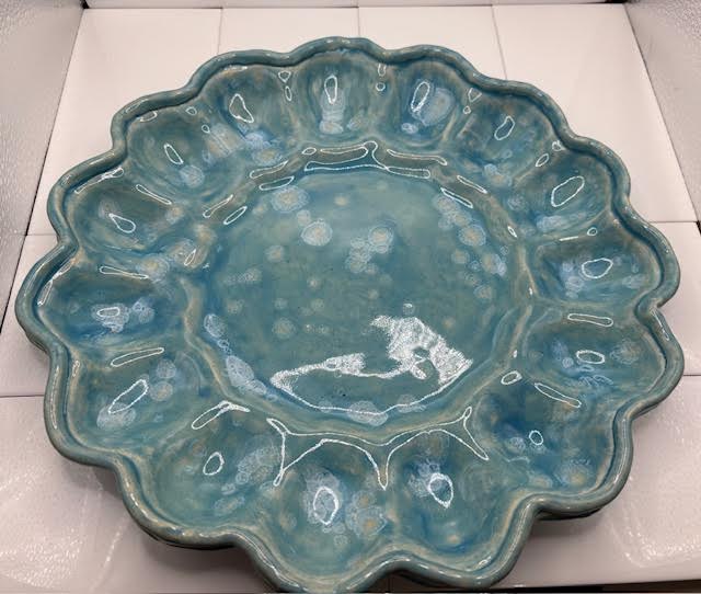 Egg/Strawberry Platter Celadon Bloom