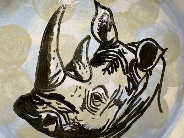Rhinoceros Decorative Plate 10"