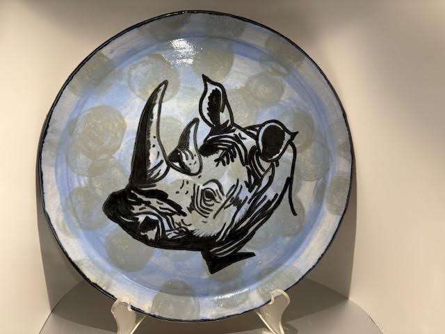 Rhinoceros Decorative Plate 10"